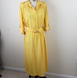 Vintage Rhodes Collection Yellow  Belted Dress 12